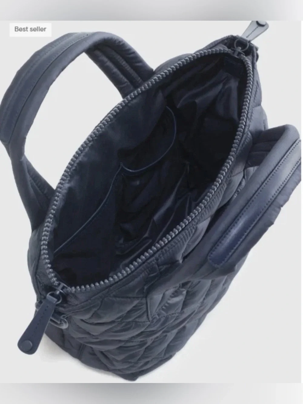 NWT QUINCE TRANSIT QUILTED CROSSBODY 2 WAY TOTE NAVY 10”Lx10”Hx5.5”W POCKETS